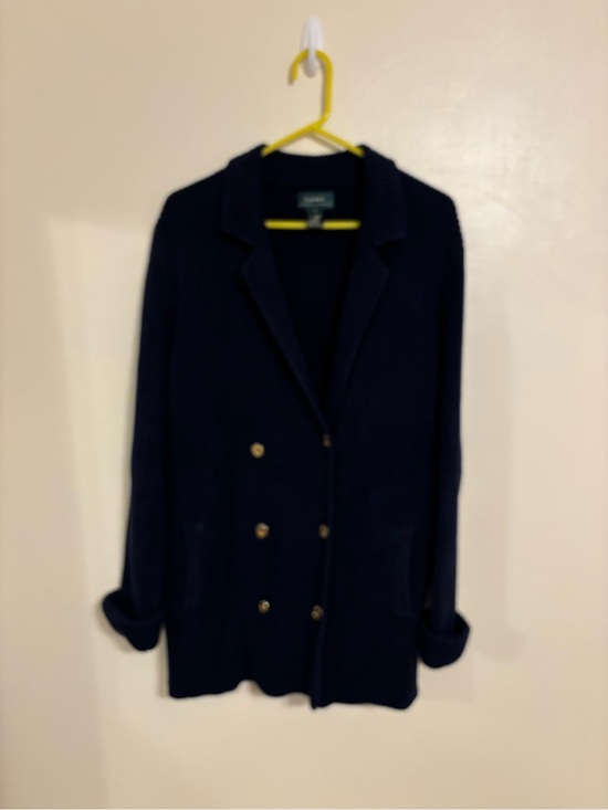 Ralph Lauren Jackets & Blazers - Lauren Ralph Lauren Navy Ribbed Cotton Double Breasted Cardigan M